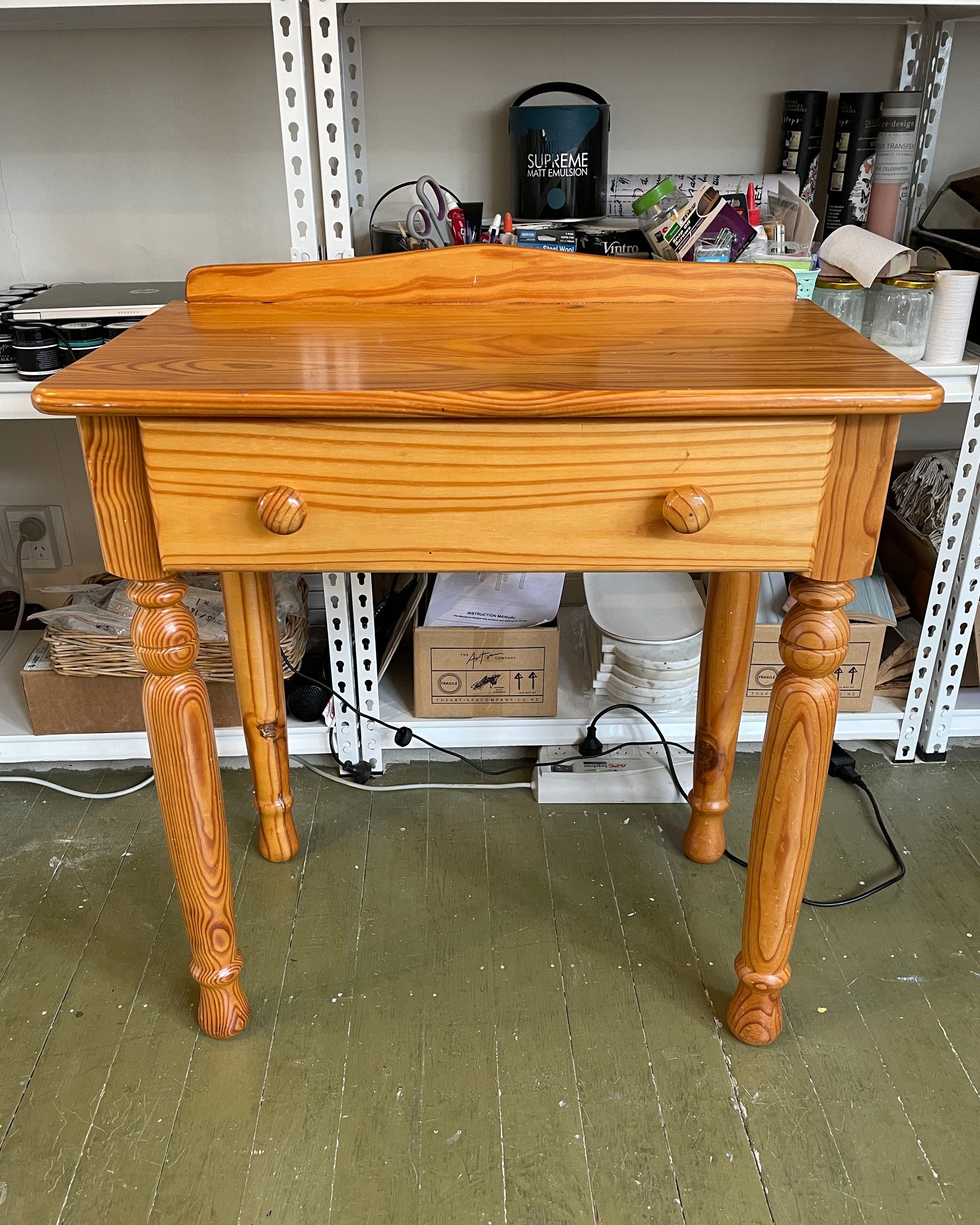 Royal Navy with Black Wash Hall Table Before Photo