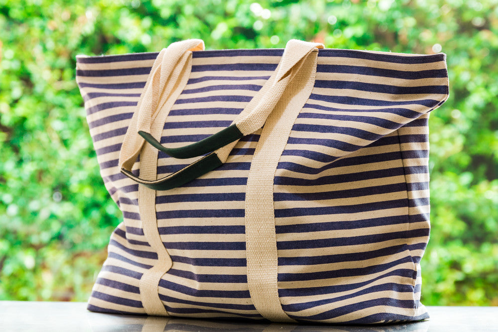 Striped Large Tote in Blue