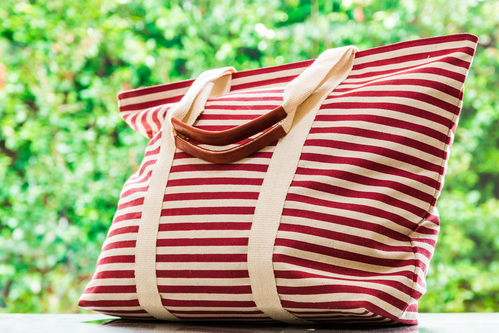 Striped Large Tote in Red