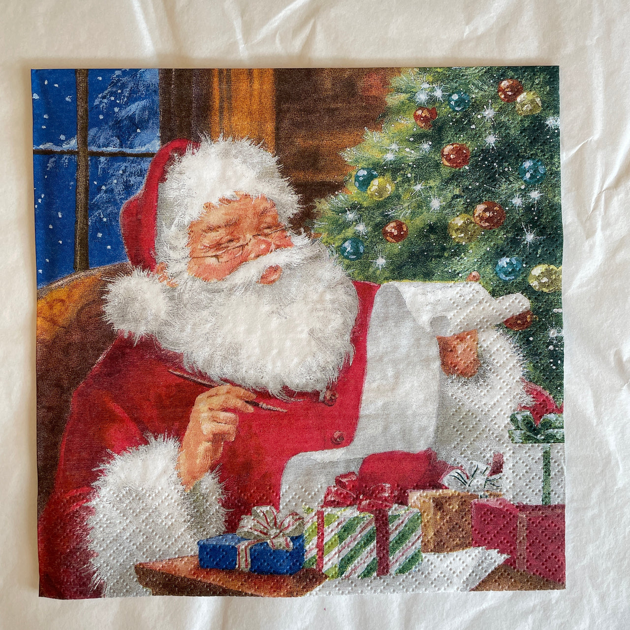 Napkin - Santa Claus Checking Wishlist