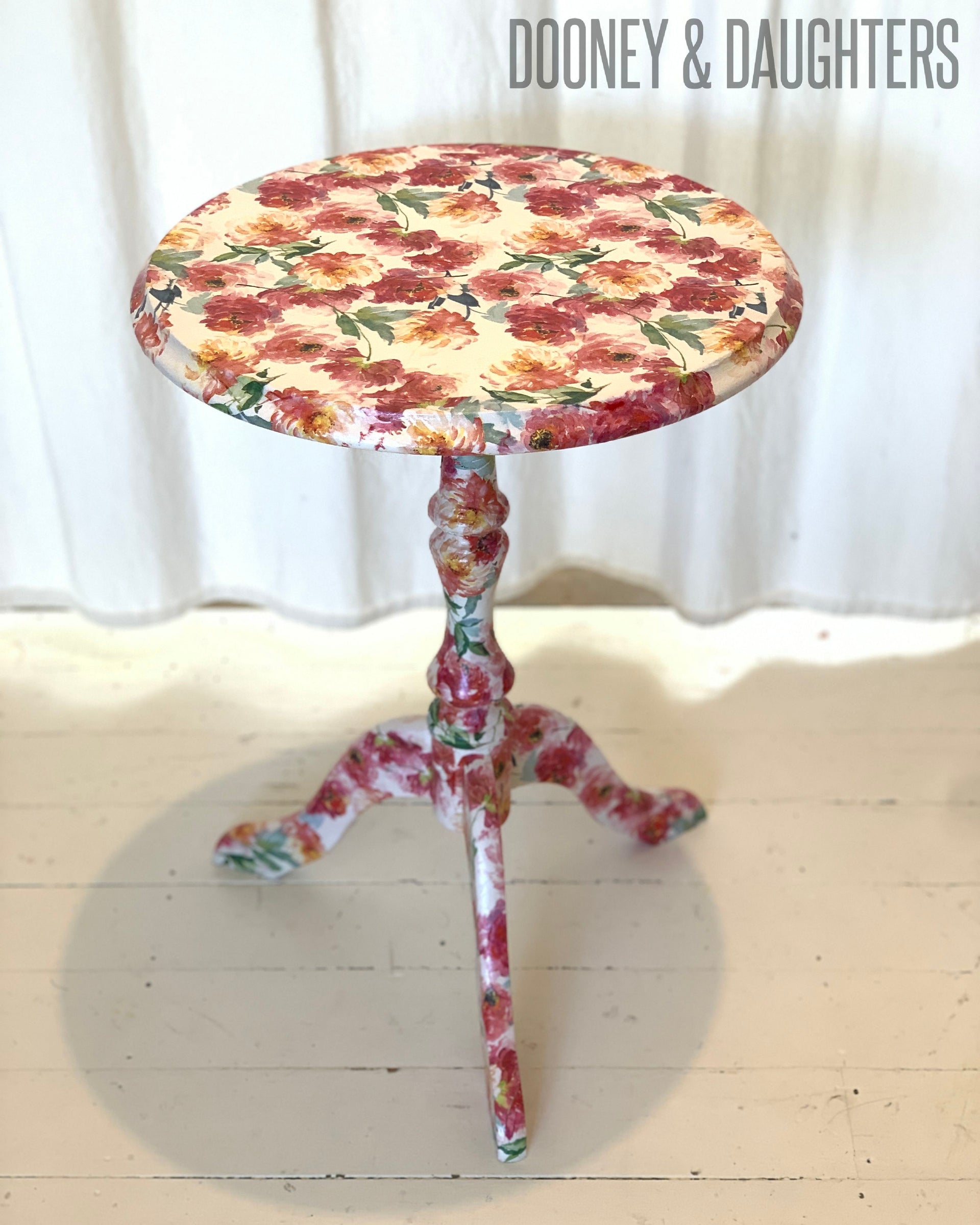 Summer Roses Decoupaged Wine Table