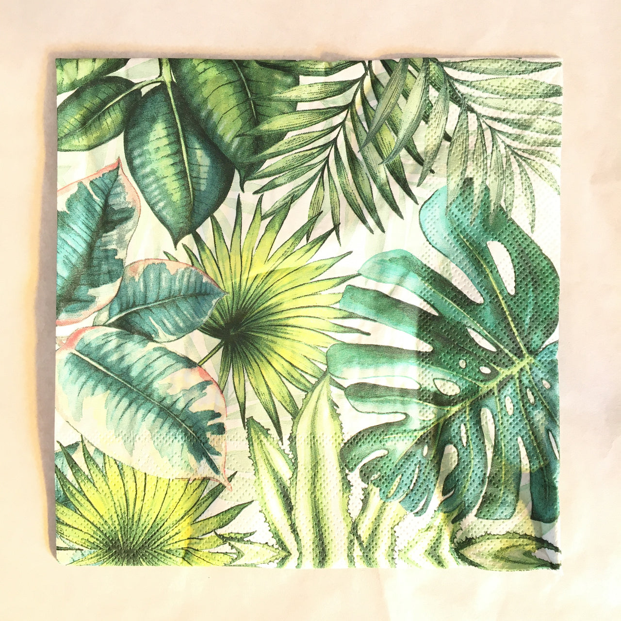 Napkin - Tropical Leaves White