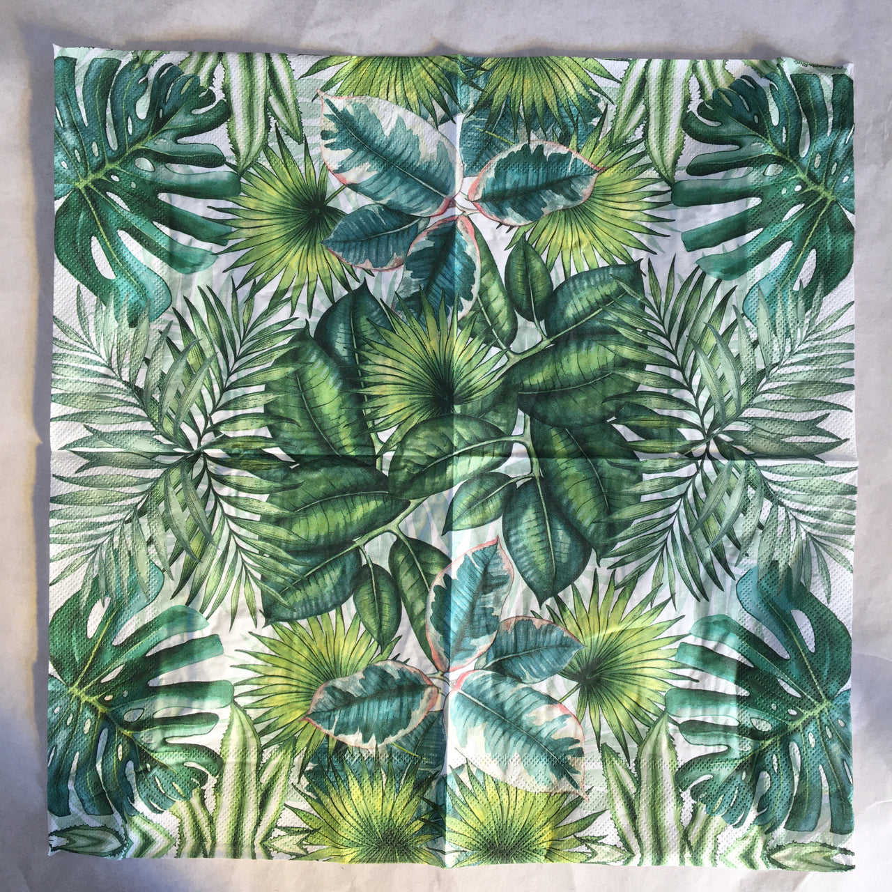 Napkin - Tropical Leaves White